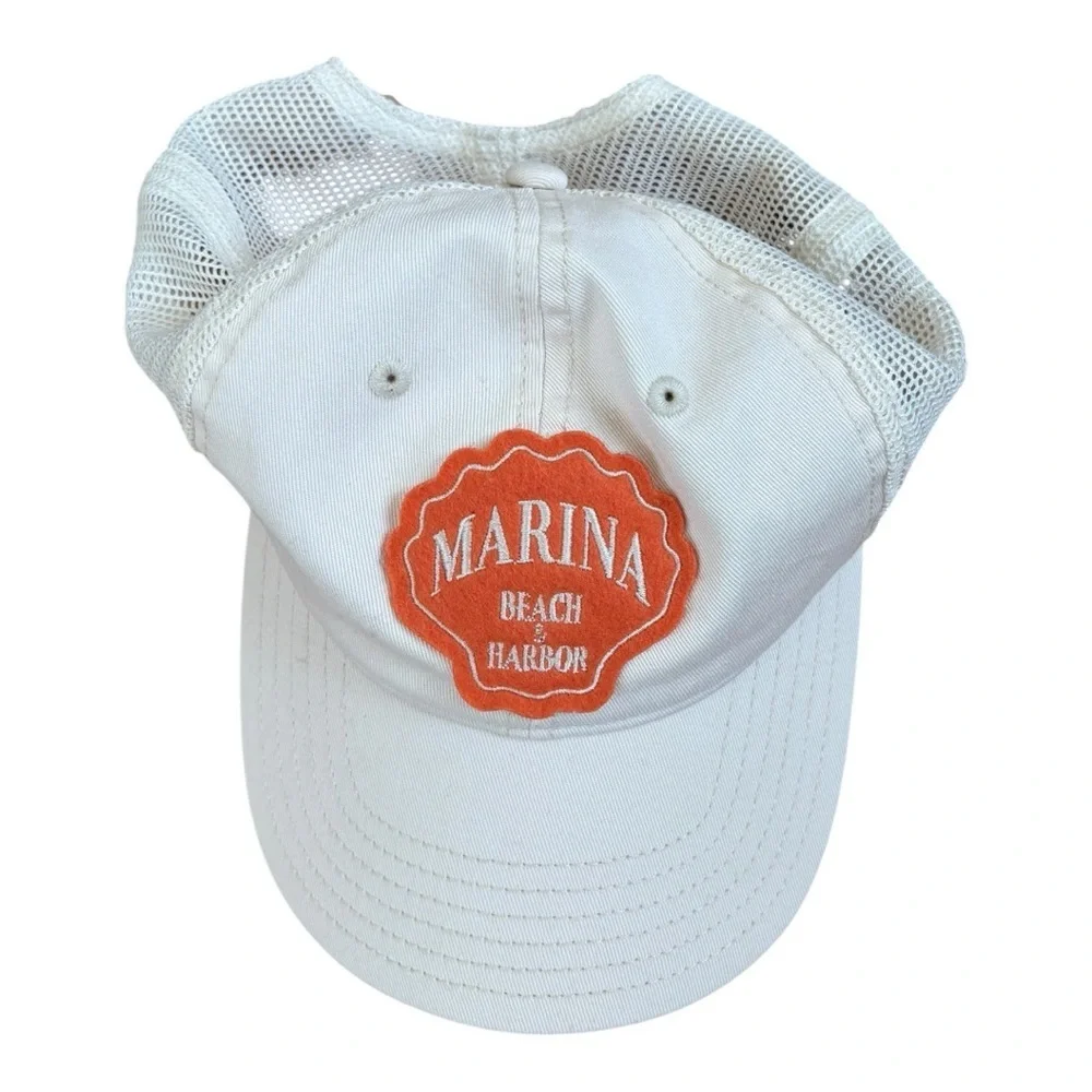 Marina Beach Club White Mesh Trucker Hat | Coastal Resort Summer Cap